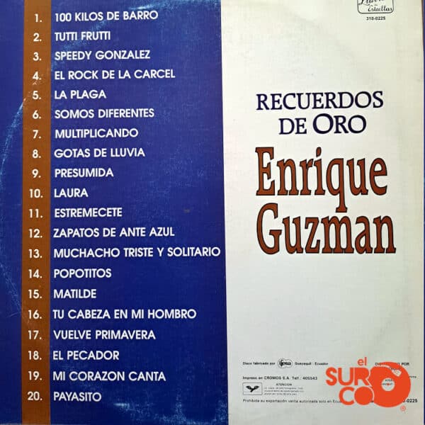 Disco de Vinilo Enrique Guzmán - Recuerdos De Oro Vinyl Record