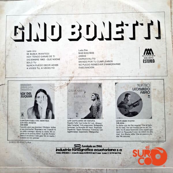 Disco de Vinilo Gino Bonetti - Gino Bonetti Vinyl Record