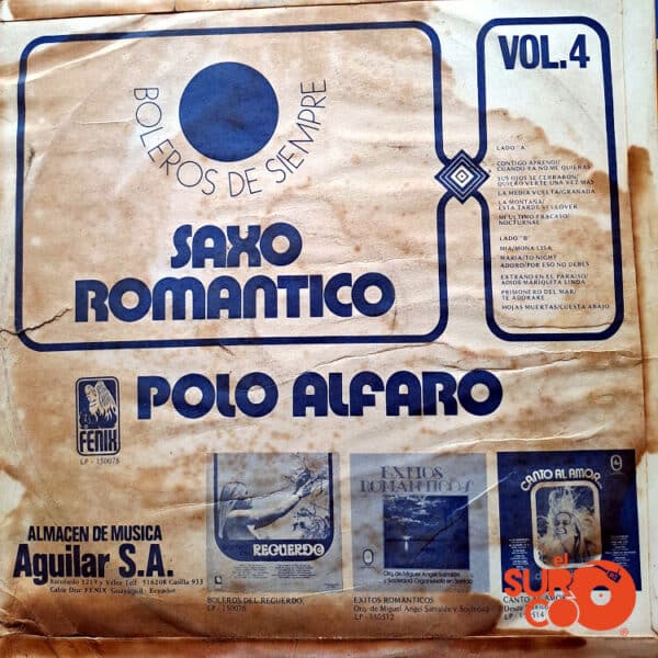 Disco de Vinilo Polo Alfaro - Saxo Romántico Boleros de Siempre Vinyl Record