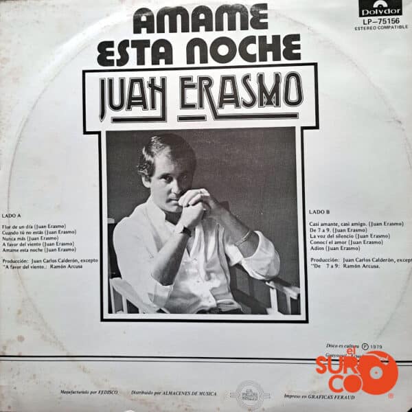 Disco de Vinilo Juan Erasmo Mochi - Ámame Esta Noche Vinyl Record