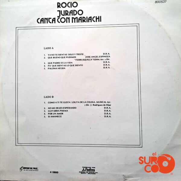 Disco de Vinilo Rocío Jurado - Rocío Jurado Canta Con Mariachi Vinyl Record