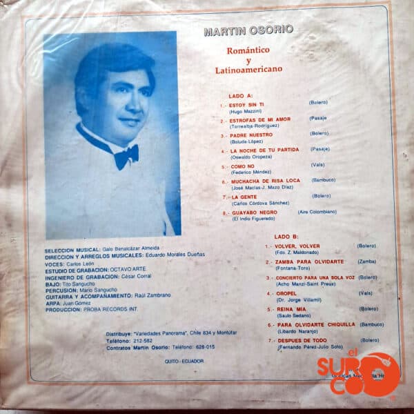 Disco de Vinilo Martín Osorio - Romántico Y Latinoamericano Vinyl Record