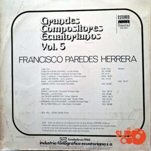 Disco de Vinilo Francisco Paredes Herrera - Grandes Compositores Ecuatorianos Vol 5 Vinyl Record