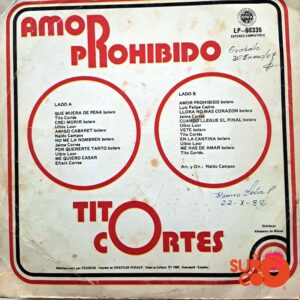 Disco de Vinilo Tito Cortés - Amor Prohibido Vinyl Record