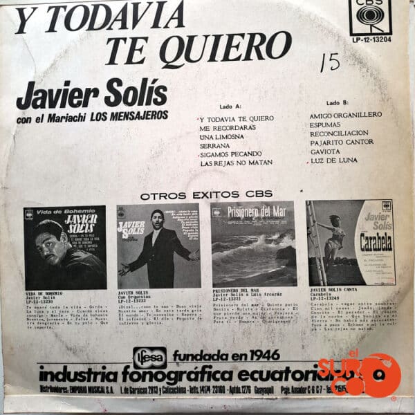 Disco de Vinilo Javier Solís - Y Todavía Te Quiero Vinyl Record