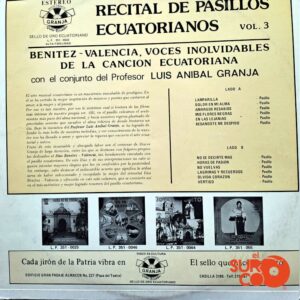 Disco de Vinilo Dúo Benítez y Valencia - Recital De Pasillos Ecuatorianos Vol 3 Vinyl Record