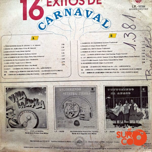 Disco de Vinilo Varios - 16 Éxitos De Carnaval Vinyl Record