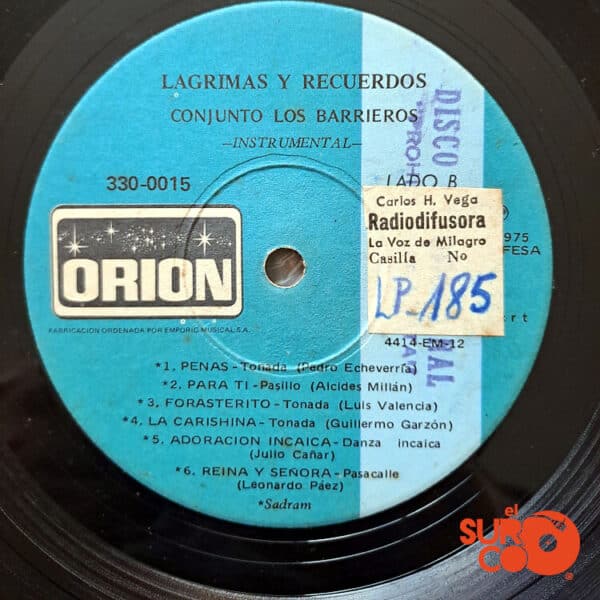 Disco de Vinilo Conjunto Los Barrieros - Lágrimas Y Recuerdos Vinyl Record