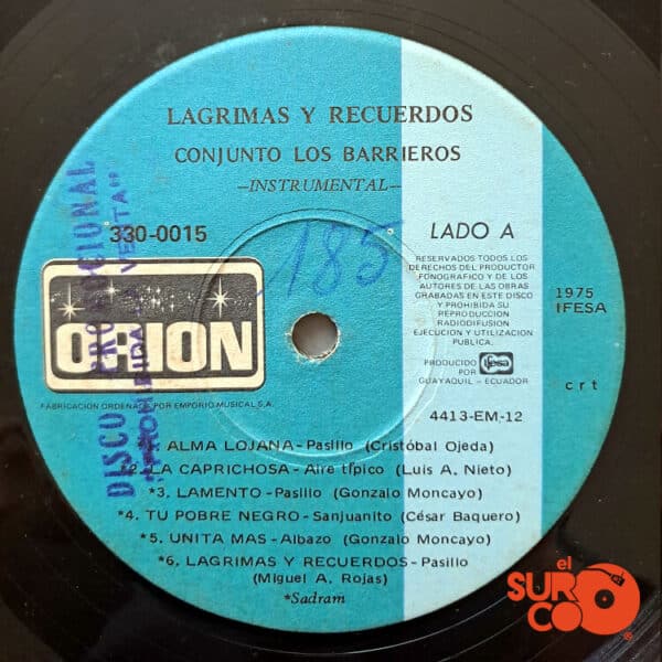 Disco de Vinilo Conjunto Los Barrieros - Lágrimas Y Recuerdos Vinyl Record
