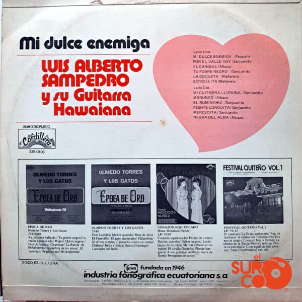 Disco de Vinilo Luis Alberto Sampedro - Mi Dulce Enemiga Vinyl Record