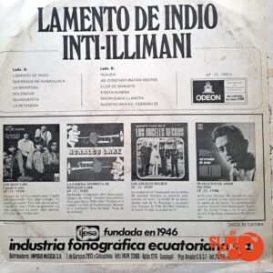 Disco de Vinilo Inti Illimani - Vinilo Lamento de Indio Vinyl Record