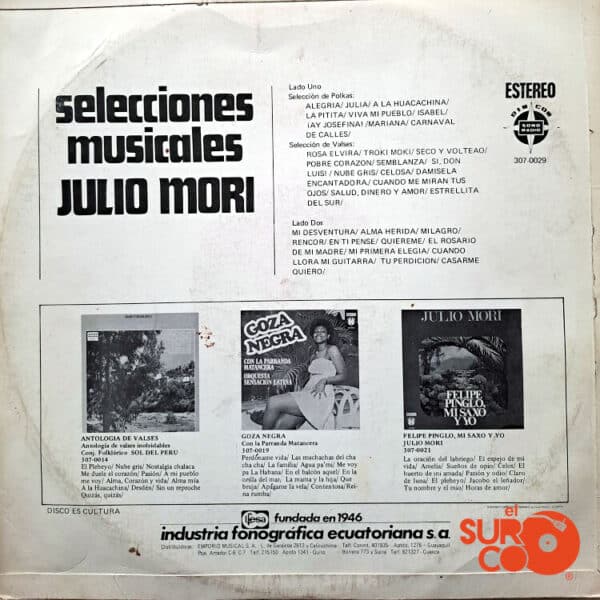 Disco de Vinilo Julio Mori - Vinilo Selecciones Musicales Vinyl Record