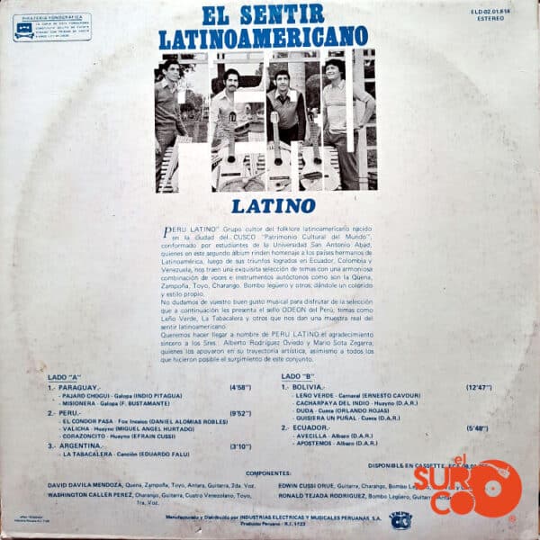 Disco de Vinilo Perú Latino - Vinilo El Sentir Latinoamericano Vinyl Record