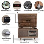 Tocadiscos Retro 8 en 1 RMC T15 con Bluetooth, CD, Cassette y Radio AM/FM