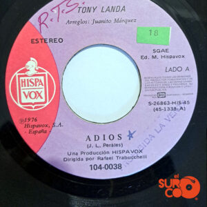 Vinilo Tony Landa - Adios / Para Ti