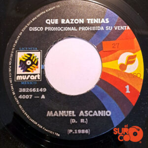 Vinilo Manuel Ascanio - Que Razón Tenías / Platícale De Mi